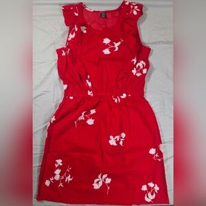 City Streets Red Sleeveless Sundress Scoop Neck Cotton Mini Dress